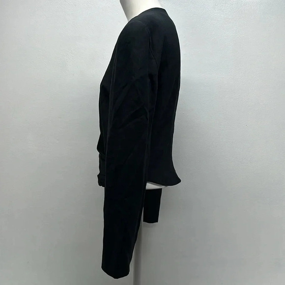 Giorgio Armani Blazer Jacket Coat Cropped Faux Wrap Buttons Black Size 44 US 10 - Picture 4 of 12